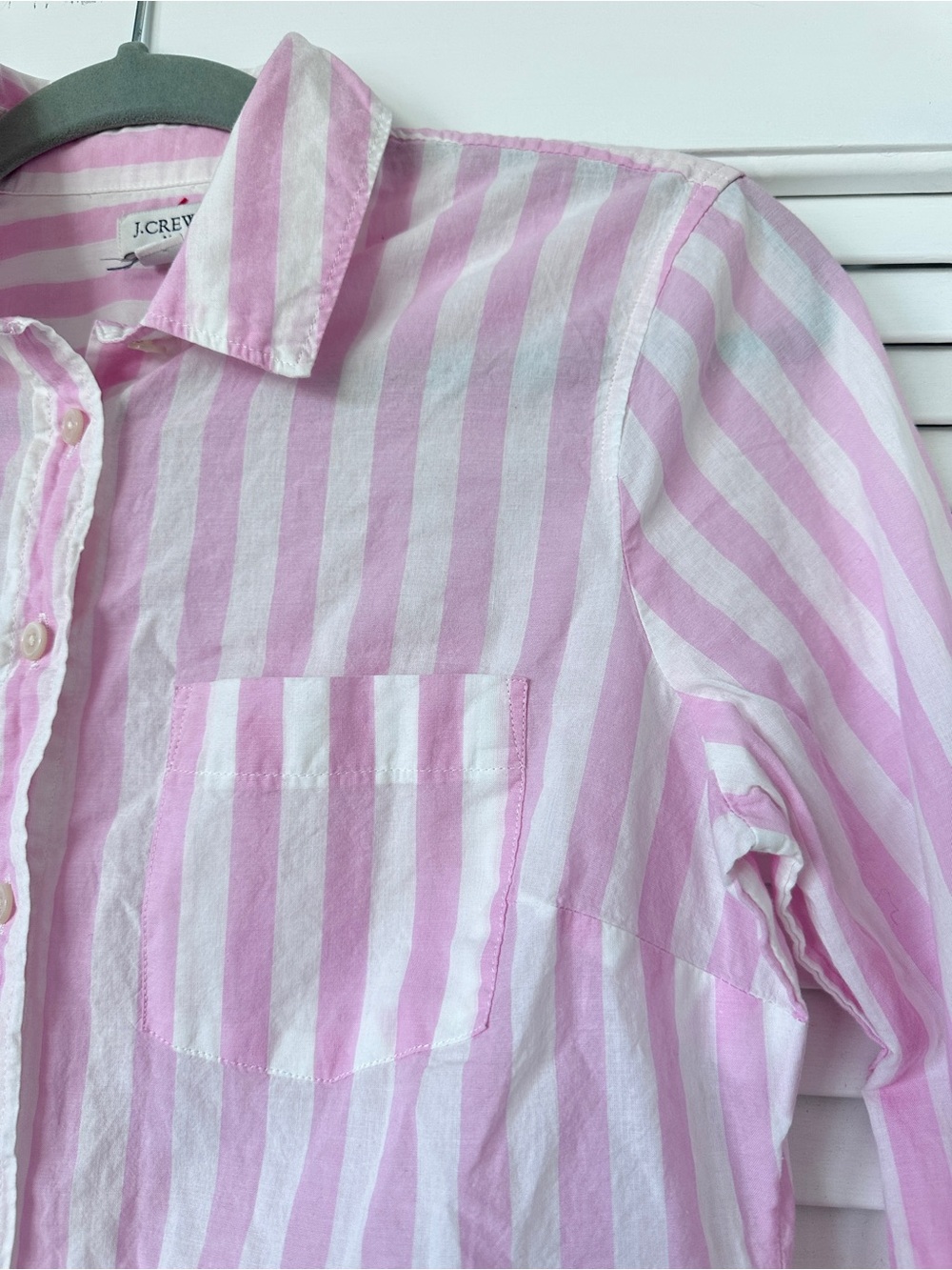 J. Crew Pink and White Striped button down Shirt Lightweight Cotton - Picture 2 of 16